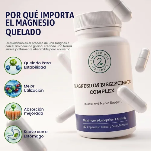 Vista 4 de Complejo de bisglicinato de magnesio 400 mg con TRAACS Mg glicinato, 120