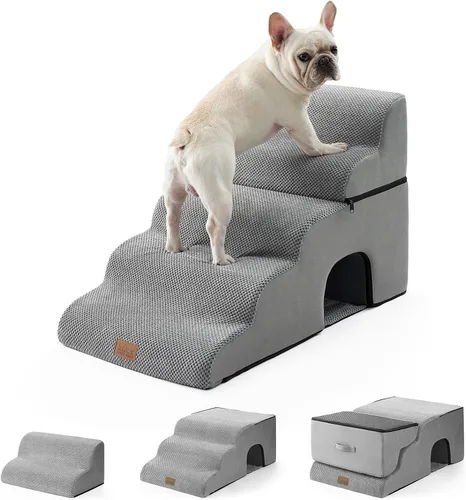 Vista 17 de COZY KISS Escaleras anchas para perros pequeños de 15.7 pulgadas de alto, escalón para mascotas para cachorros, gatos mayores, rampa curva