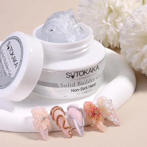 Vista 6 de SUTOKAKA Gel constructor sólido para uñas, 1.06 oz transparente, no pegajoso, escultura 3D, modelado, tallado, gel duro, pegamento de extensión