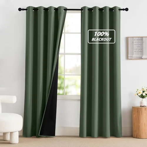 Vista 69 de NICETOWN Cortinas 100% Opacas Cortas de 36 Pulgadas de Largo para Dormitorio, Privacidad Aislamiento Térmico con Ojales Cortinas de Ventana