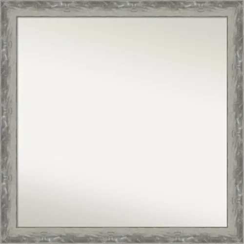 Vista 493 de Amanti Art Espejo de baño plateado para sobre el fregadero, 24 x 24 pulgadas, espejo cuadrado de peltre forjado a medida, marco de madera casual