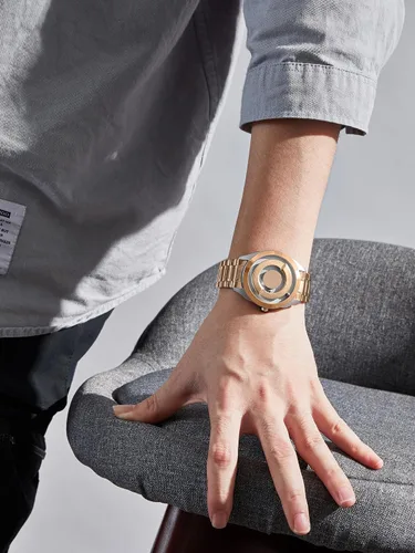 Vista 2 de EUTOUR Reloj de pulsera para hombre, magnético, minimalista, unisex, de acero inoxidable