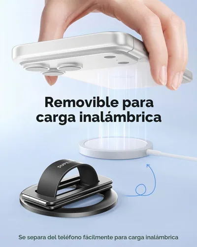 Vista 8 de SUPERONE para agarre de teléfono MagSafe, bucle de silicona suave y soporte Negro