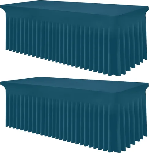 Vista 79 de Smiry Mantel de Spandex, Mantel Elástico Ajustable Extensible para Mesas Rectangulares de 6 Pies, Falda Cubierta de Mesa Impermeable y Lavable