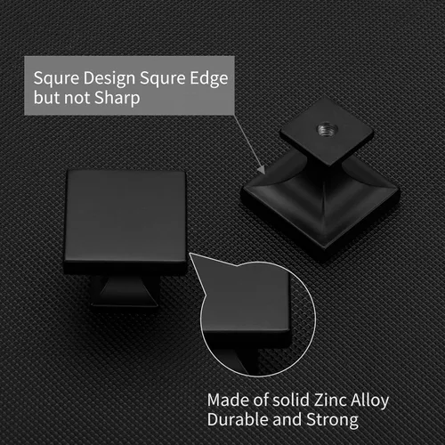 Vista 5 de Homdiy Paquete de 5 tiradores para gabinete color negro mate, manijas de zinc de aleación para cajones y aparadores, accesorios de cocina