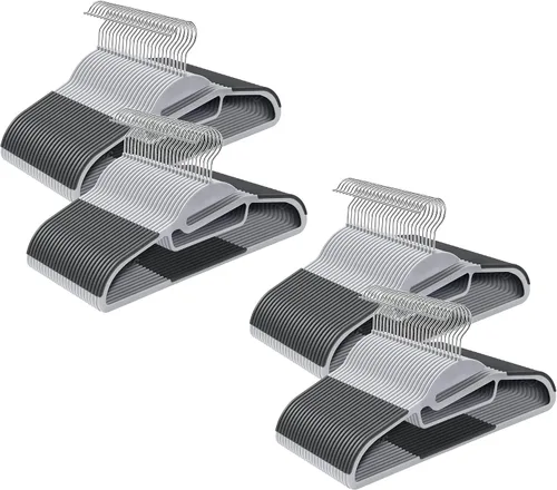 Vista 12 de SONGMICS Paquete de 50 percheros, perchas de plástico resistentes para trajes, apertura en forma de S, ahorro de espacio, gancho giratorio de 360º