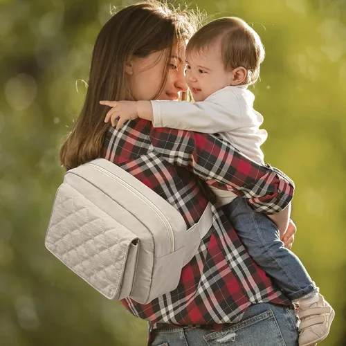 Vista 2 de G4Free Pequeña bolsa de pañales para bebé niña y niño, mini bolsa de pañales cruzada con cambiador portátil