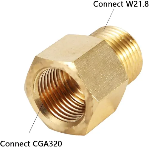 Vista 2 de Adaptador W21.8 Cga320 Convertidor de Co2 Adaptador Convertidor Transformador Adaptador para Gas (Convertir W21.8 a CGA320)