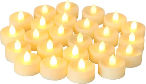 Vista 6 de CANDLE CHOICE Velas de té sin llama que funcionan con pilas, velas LED parpadeantes brillantes para centros de mesa de boda, Halloween, Acción