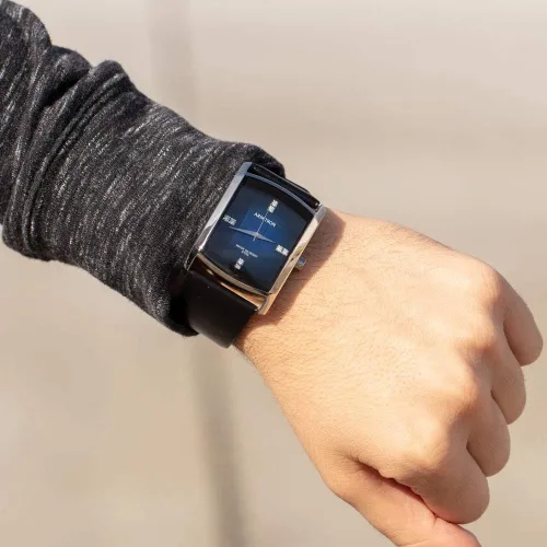 Vista 4 de Armitron Reloj de correa de cuero con detalles de cristal genuino para hombre