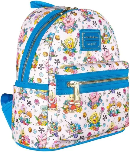Vista 2 de Loungefly Bob Esponja Tattoo AOP Mini Mochila Nickelodeon, Multi, Mini mochila