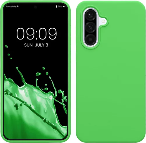 Vista 259 de kwmobile Funda Compatible con Samsung Galaxy A14 5G - Funda de teléfono de TPU y silicona con acabado suave - Verde Lima