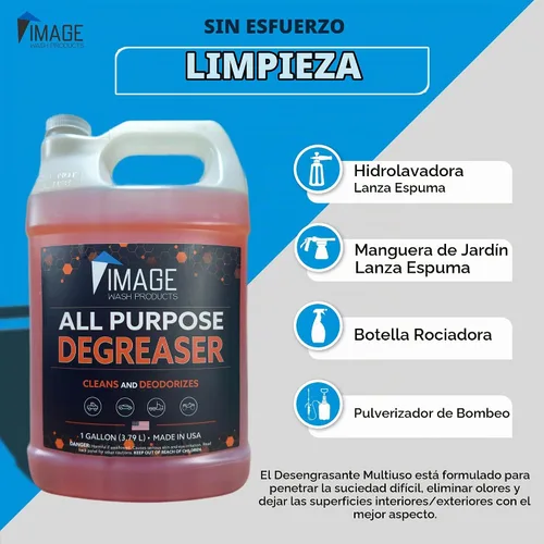 Vista 6 de Image Wash - Desengrasante espumoso multiusos en espray resistente para quitar grasa y aceite para bahías de motor, neumáticos, encimeras de cocina