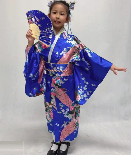 Vista 4 de Vestido tradicional japonés Kimono Bata para niñas, disfraz