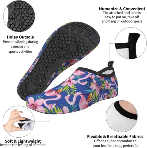 Vista 5 de Zapatos de agua para mujeres hombres jóvenes adultos de secado rápido para piscina yoga descalzo calcetines acuáticos para playa camping surf