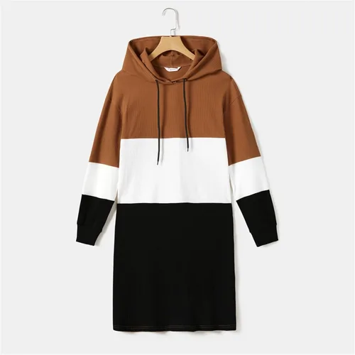 Vista 7 de PATPAT Sudaderas con capucha con estampado de letras Mommy and Me a juego, vestidos de sudadera de manga larga