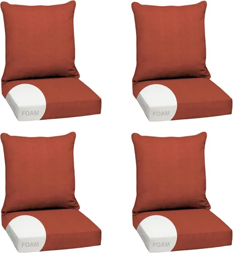 Vista 13 de Arden - Juego de cojines de asiento profundo para exteriores, espuma, 24x24, aguamarina