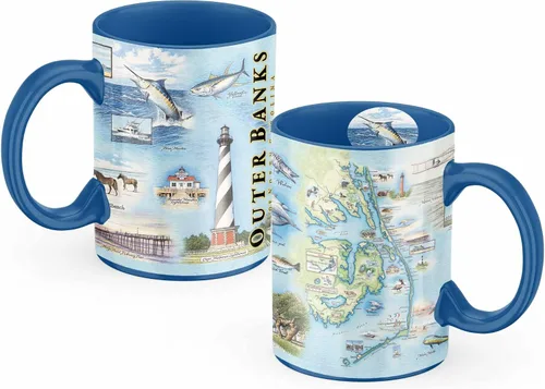 Vista 46 de Taza de cerámica con mapa de 1000 islas de Xplorer Maps (16oz) – Taza de café libre de BPA para bebidas frías y calientes – Perfecta para oficina