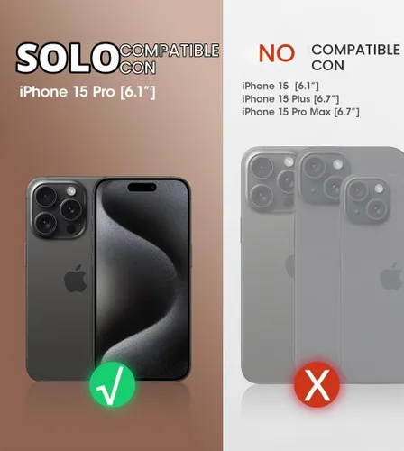 Vista 2 de SUPCASE - Funda para iPhone 15 Pro con soporte y protector de pantalla, color negro Detachable Belt Clip, Military-Grade Protection, Full Body