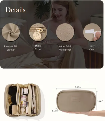 Vista 5 de Pocmimut Bolsa de maquillaje, bolsa de maquillaje plana abierta, accesorios para automóvil, organizador de artículos esenciales de viaje