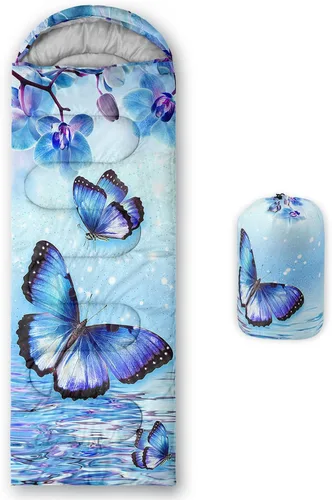 Vista 39 de QOOMO Axolotl - Lindos sacos de dormir para campamento, 3 estaciones, clima cálido y fresco, ligeros, impermeables, para adultos y niños, viajes