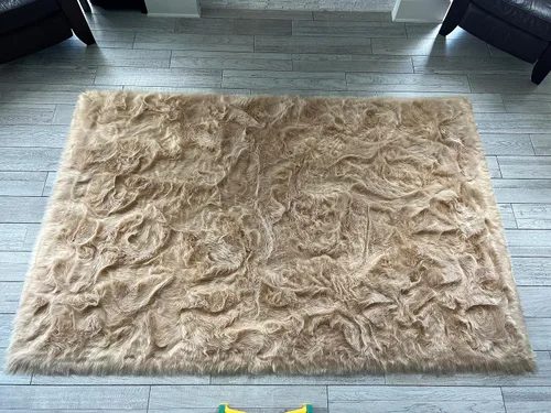 Vista 25 de LAMBZY Elegante y sofisticada alfombra rectangular de piel de oveja (beige, 2 x 3 pies)