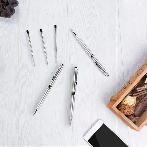 Vista 7 de Cambond Bolígrafos plateados – Bolígrafo giratorio de metal de tinta negra, punta media de 0.039 pulgadas para regalo, oficina, negocios, hombres