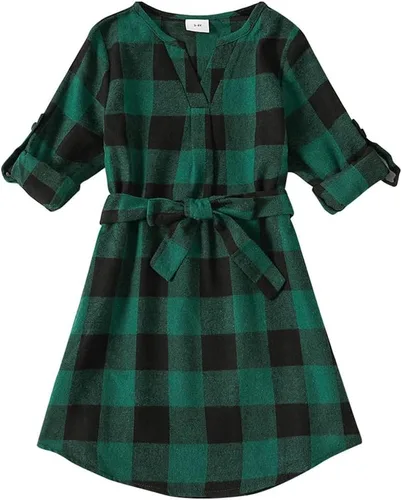 Vista 3 de Vestidos de Navidad para mamá e hija, vestido de terciopelo a cuadros, fiesta de Navidad, trajes a juego para mamá e hija, sesión de fotos