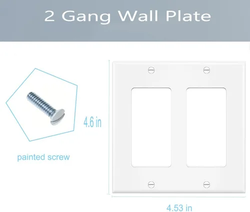 Vista 2 de Placa de pared para interruptor de 2 segmentos, doble decorador, placa frontal eléctrica para interruptor de luz, receptáculo, atenuadores, salida
