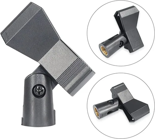 Vista 7 de 2 clips de micrófono, soporte de clip de micrófono ajustable para soporte de micrófono, abrazadera de soporte de micrófono para micrófonos de mano