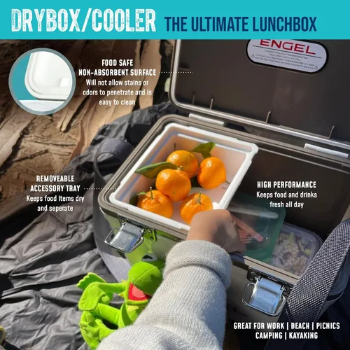 Vista 2 de Engel UC30 30qt a prueba de fugas, hermético, enfriador de caja de secado y caja de almuerzo rígida Azul