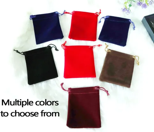 Vista 4 de GYBest Mayorista de 3 x 4 pulgadas, paquete de 100 bolsas de joyería de tela de terciopelo rojo azufaifabolsas con cordón