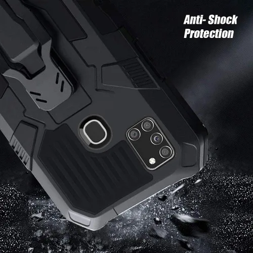 Vista 2 de Funda compatible con Samsung Galaxy A21S, con [2 unidades] con protector de pantalla de vidrio templado, funda protectora probada contra caídas