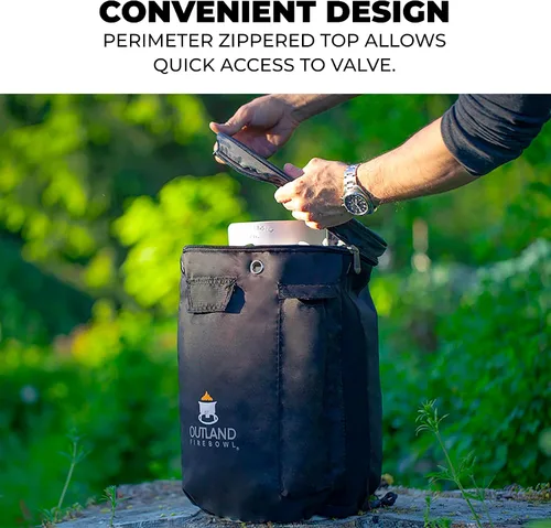 Vista 3 de Outland Firebowl. Funda para tanque de propano de 740, resistente a la intemperie, con función de mesa, para tanque estándar de 20 Libras.