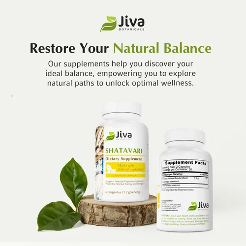 Vista 7 de Jiva Botanicals Shatavari Cápsulas para mujeres – 1,200 mg de polvo orgánico Shatavari para el equilibrio hormonal, salud reproductiva de la mujer