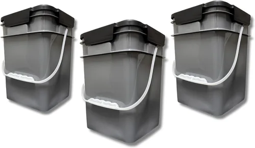 Vista 11 de House Naturals Cubo cuadrado de grado alimenticio de 4 galones con asas de plástico y tapa (paquete de 3) recipientes fabricados en Estados Unidos