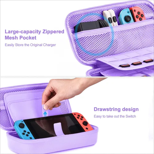Vista 4 de innoAura - Funda para interruptor NS Switch - Paquete de accesorios para interruptor 18 en 1 con funda de transporte para interruptores funda