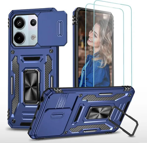 Vista 20 de Jeylly Funda para Xiaomi Poco X3 NFC con protector de pantalla de vidrio templado [2 paquetes], resistente a prueba de golpes, funda protectora
