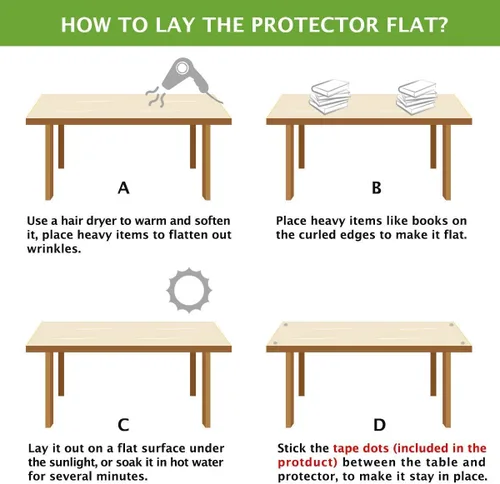 Vista 7 de Protección de mesa transparente de 24" x 36" de plástico, mantel de vinilo impermeable lavable, PVC para mesas de madera rectangulares, mesa