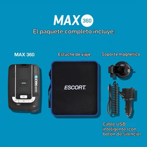 Vista 7 de Detector de radar láser Escort MAX 360 - GPS, alertas direccionales, antena dual delantera y trasera, conectividad Bluetooth, alertas de voz