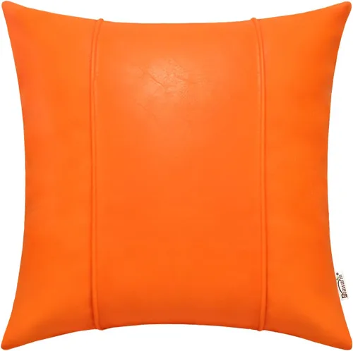 Vista 22 de BRAWARM Funda de almohada de piel sintética de 16 x 16 pulgadas, color Negro
