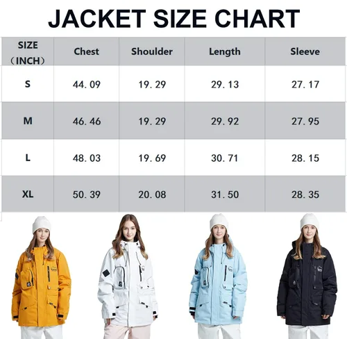 Vista 7 de Chaqueta de esquí para mujer, impermeable, chaqueta de nieve para invierno, resistente al viento, chaqueta de snowboard con capucha