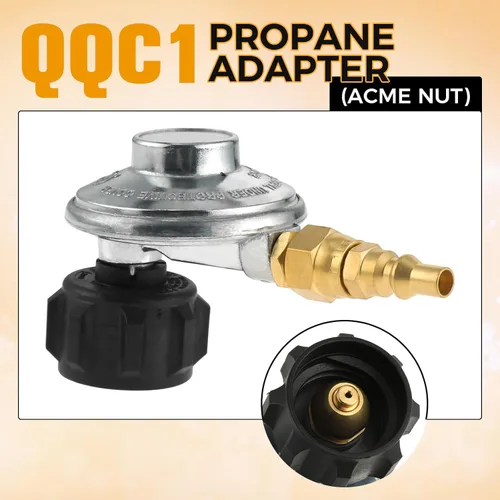 Vista 3 de Regulador rápido de gas propano de 1/4 pulgadas, adaptador de conexión rápida de tanque de propano QCC1 con convertidor de enchufe de conector