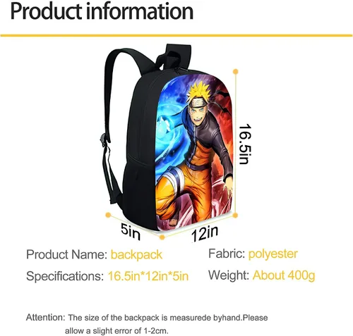 Vista 5 de Mochila de dibujos animados de impresión 3D que viaja mochila multiusos de anime con correas ajustables, Haa-06, Computadora portátil