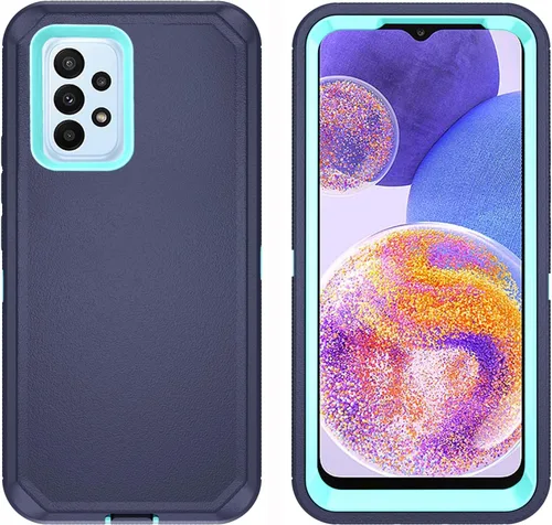 Vista 2 de Asuwish Funda de teléfono para Samsung Galaxy A23 5G con protector de pantalla de vidrio templado y cubierta para celda, híbrida, resistente, a Azul
