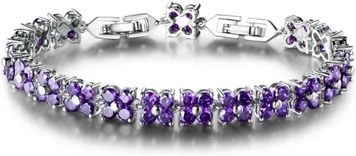 Vista 6 de GULICX - Pulsera de tenis con cristales de Swarovski y cristales redondos chapados en oro