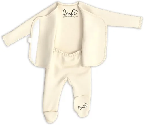 Vista 5 de Bonsie Skin to Skin Babywear Body con pies - Tan Baby Footed One Piece - Avena