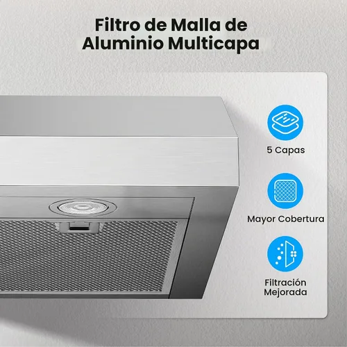 Vista 3 de VIKIO HOME Campana Extractora Bajo Gabinete de 30 Pulgadas, 1200 CFM de Doble Motor para Ventilación de Cocina con Luces LED, Control de Botones
