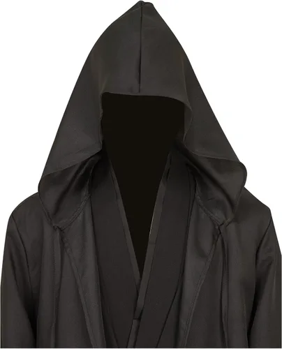 Vista 3 de Disfraz de adulto túnica con capucha para hombre, disfraz de cosplay para Halloween Negro (con capa)