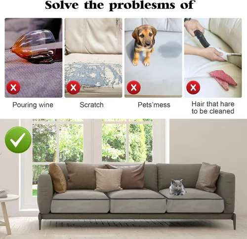 Vista 4 de 4 fundas de cojín de plástico para sofá – Funda impermeable de PVC transparente para sofá contra arañazos de gato, perro, 28 x 28 x 9 pulgadas